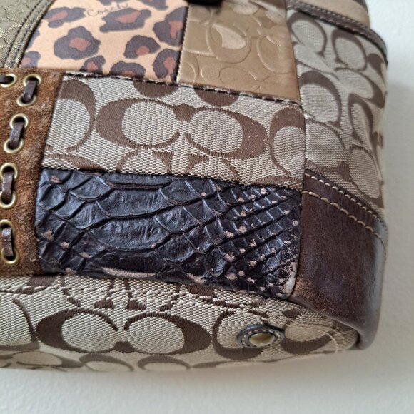 Coach Vintage Patchwork Tote Bag Brown Earth Tones - Picture 9 of 15